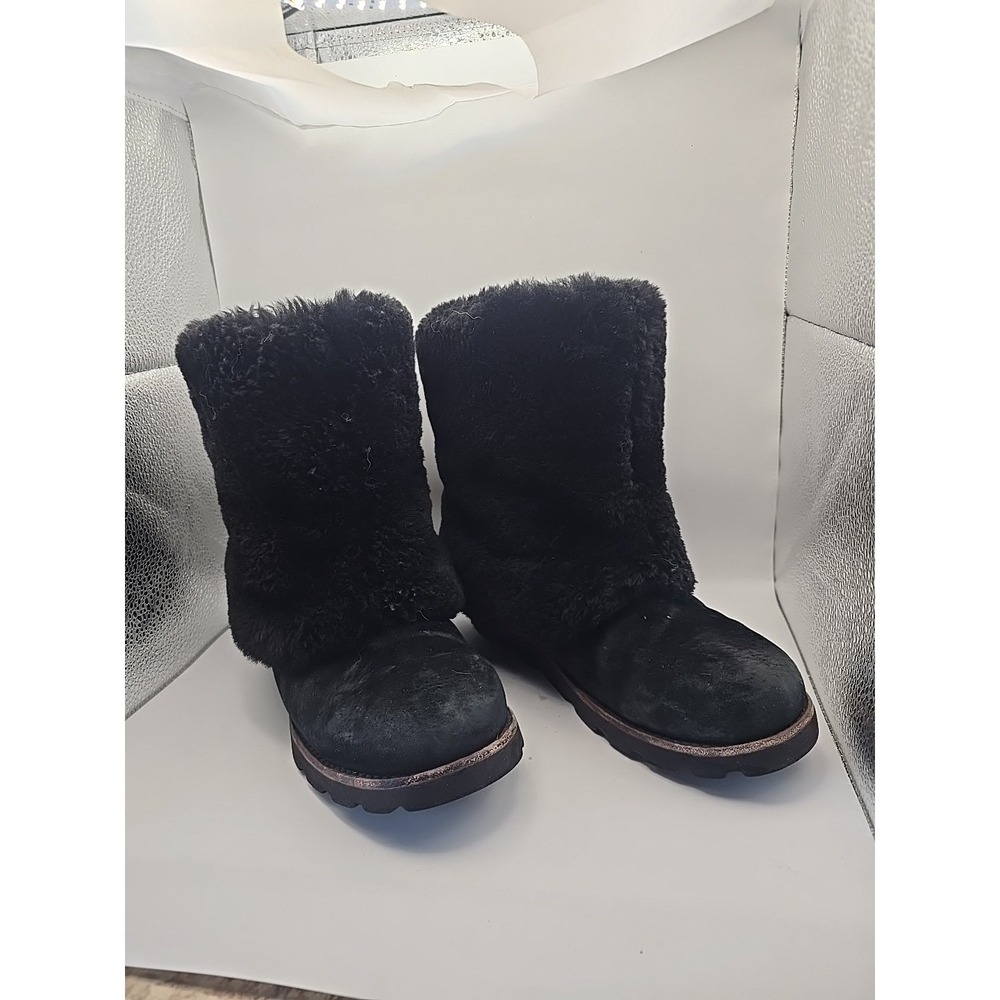 UGG Shearling Fleece Lined Mid-Calf Boots Black Comfort Women's US‎ Size 7